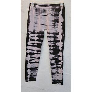 Womens Seamless Leggings Medium Large Gray Black Tie Dye Mid Rise Soft Pull On